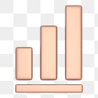 Bar charts icon  png sticker, 3D rose gold design, transparent background