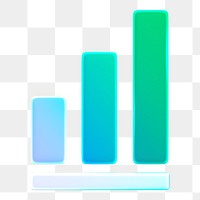 Bar charts icon  png sticker, 3D neon glow, transparent background