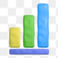 Bar charts icon  png sticker, 3D clay texture design, transparent background