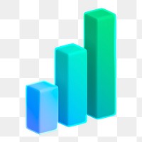 Bar charts icon  png sticker, 3D neon glow, transparent background