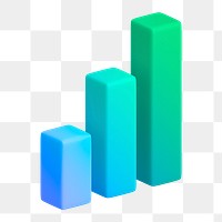 Bar charts icon  png sticker, 3D gradient design, transparent background