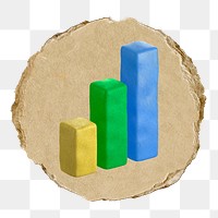 Bar charts  png sticker,  3D ripped paper, transparent background