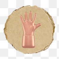 Pink hand  png sticker,  3D ripped paper, transparent background