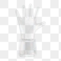 Hand icon  png sticker, 3D crystal glass, transparent background