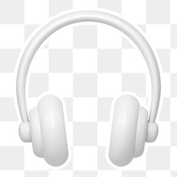 White headphones  png sticker, transparent background