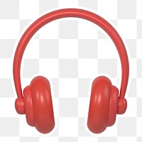 Red headphones  png sticker, transparent background