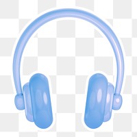 Blue headphones  png sticker, transparent background