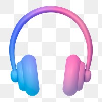 Headphones, music icon  png sticker, 3D gradient design, transparent background