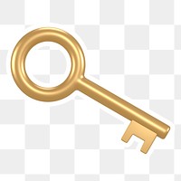 Gold key  png sticker, transparent background