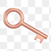 Pink key  png sticker, transparent background