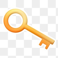 Yellow key  png sticker, transparent background