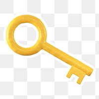 Yellow key  png sticker, transparent background