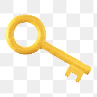 Key icon  png sticker, 3D clay texture design, transparent background