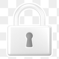 White padlock  png sticker, transparent background