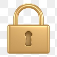 Lock icon  png sticker, 3D gold design, transparent background