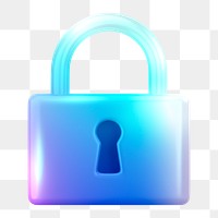 Lock icon  png sticker, 3D neon glow, transparent background