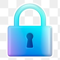 Blue padlock  png sticker, transparent background