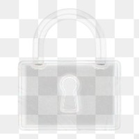 Lock icon  png sticker, 3D crystal glass, transparent background