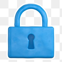 Blue padlock  png sticker, transparent background