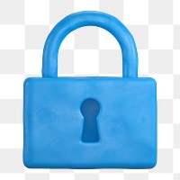 Lock icon  png sticker, 3D clay texture design, transparent background