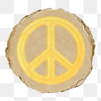 Peace symbol  png sticker,  3D ripped paper, transparent background