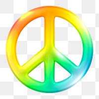 Peace icon  png sticker, 3D neon glow, transparent background