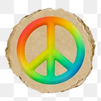 Peace symbol  png sticker,  3D ripped paper, transparent background