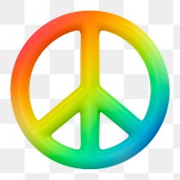 Peace icon  png sticker, 3D gradient design, transparent background