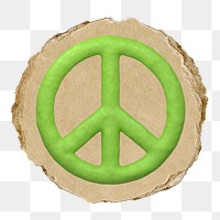 Peace symbol  png sticker,  3D ripped paper, transparent background