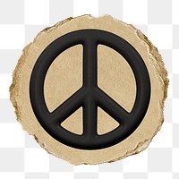 Peace symbol  png sticker,  3D ripped paper, transparent background