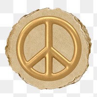 Peace symbol  png sticker,  3D ripped paper, transparent background