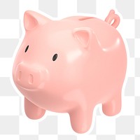 Piggy bank  png sticker, transparent background