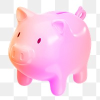 Piggy bank icon  png sticker, 3D gradient design, transparent background