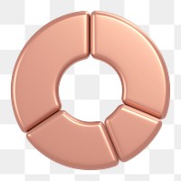 Pie chart icon  png sticker, 3D rose gold design, transparent background