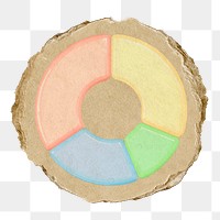 Pie chart  png sticker,  3D ripped paper, transparent background