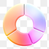 Pie chart icon  png sticker, 3D neon glow, transparent background