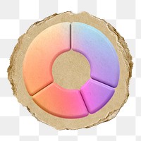 Pie chart  png sticker,  3D ripped paper, transparent background