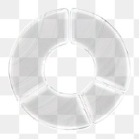 Pie chart icon  png sticker, 3D crystal glass, transparent background