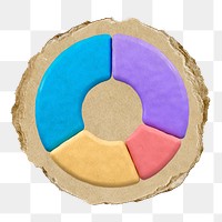 Pie chart  png sticker,  3D ripped paper, transparent background