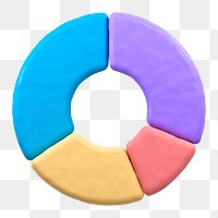 Pie chart icon  png sticker, 3D clay texture design, transparent background