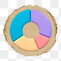 Pie chart  png sticker,  3D ripped paper, transparent background