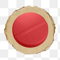 Red medicine  png sticker,  3D ripped paper, transparent background