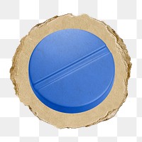 Blue medicine  png sticker,  3D ripped paper, transparent background