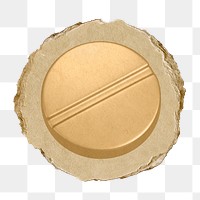 Gold medicine  png sticker,  3D ripped paper, transparent background