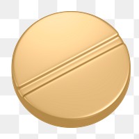 Medicine icon  png sticker, 3D gold design, transparent background