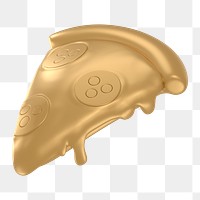 Pizza icon  png sticker, 3D gold design, transparent background