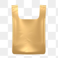 Plastic bag icon  png sticker, 3D gold design, transparent background