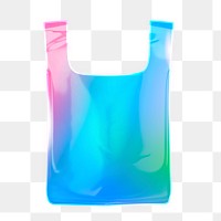 Plastic bag icon  png sticker, 3D neon glow, transparent background