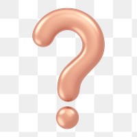 Question mark icon  png sticker, 3D rose gold design, transparent background