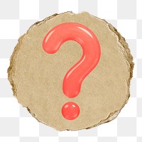 Pink question mark  png sticker,  3D ripped paper, transparent background
